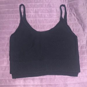 Black knit cropped tank top